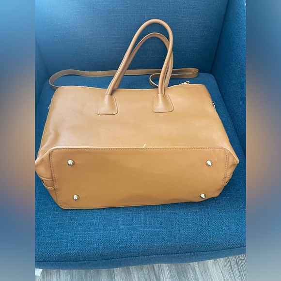 Dorse In Pelle Leather Camel Tote Bag Round Handles & Crossbody Strap Gold - Picture 5 of 17